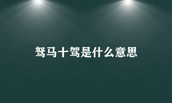 驽马十驾是什么意思