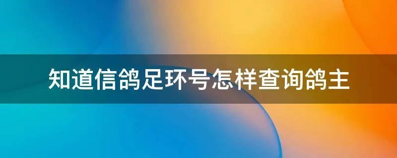 知道信鸽足环号怎样查询鸽主