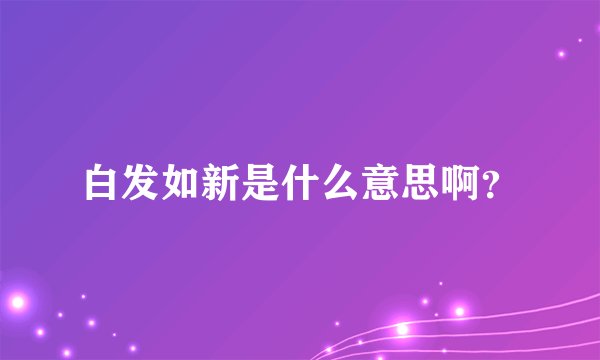 白发如新是什么意思啊？