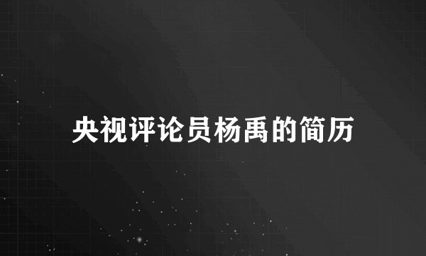 央视评论员杨禹的简历