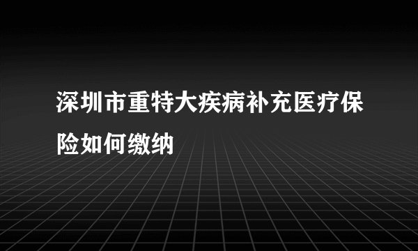深圳市重特大疾病补充医疗保险如何缴纳