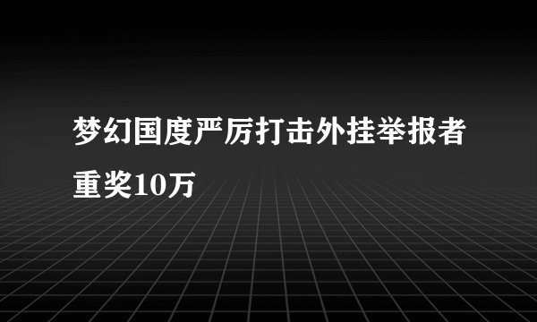 梦幻国度严厉打击外挂举报者重奖10万