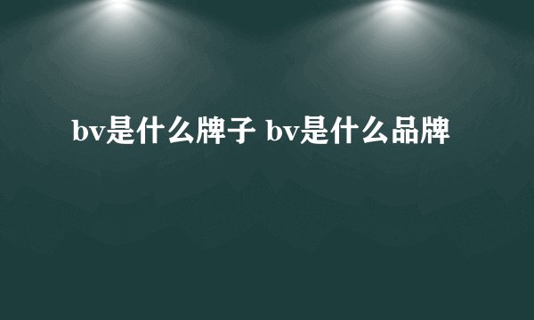 bv是什么牌子 bv是什么品牌