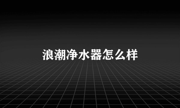 浪潮净水器怎么样