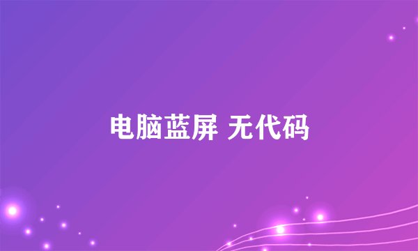 电脑蓝屏 无代码