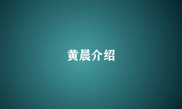 黄晨介绍