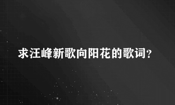 求汪峰新歌向阳花的歌词？