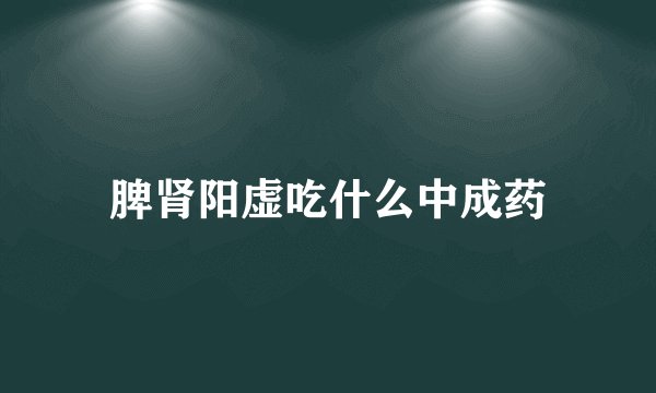 脾肾阳虚吃什么中成药