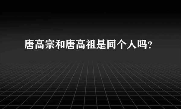唐高宗和唐高祖是同个人吗？
