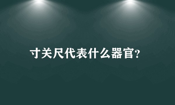 寸关尺代表什么器官？