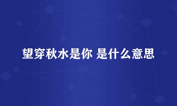 望穿秋水是你 是什么意思