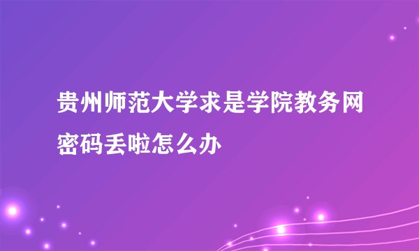 贵州师范大学求是学院教务网密码丢啦怎么办