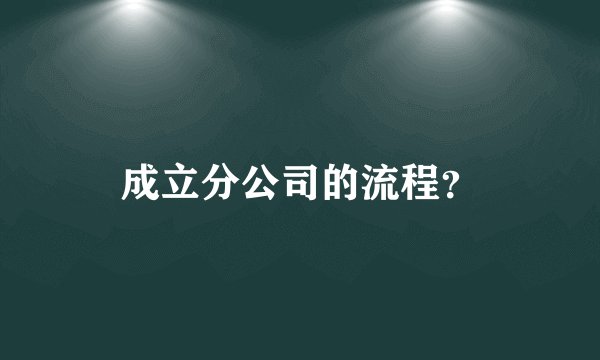 成立分公司的流程?