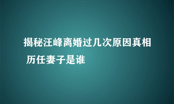 揭秘汪峰离婚过几次原因真相 历任妻子是谁
