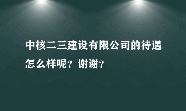 中核二三建设有限公司的待遇怎么样呢？谢谢？