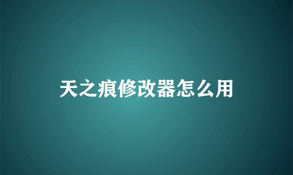 天之痕修改器怎么用