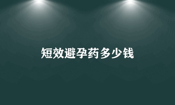 短效避孕药多少钱