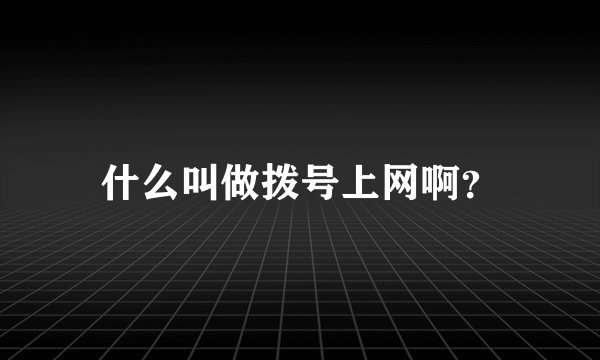 什么叫做拨号上网啊？