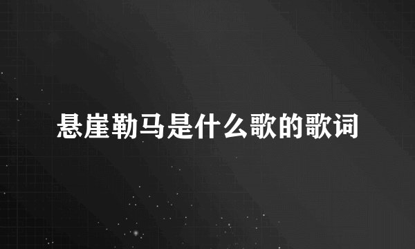 悬崖勒马是什么歌的歌词