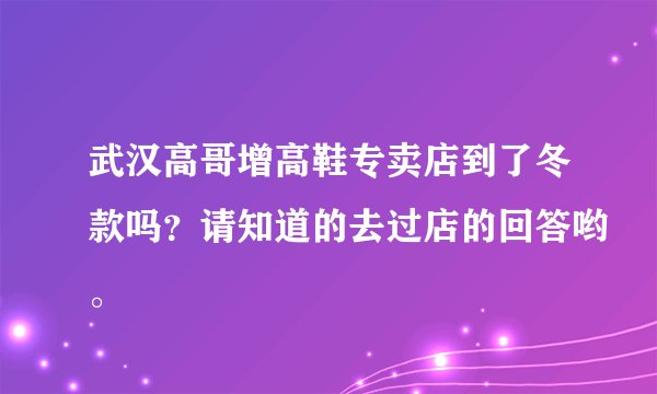 武汉高哥增高鞋专卖店到了冬款吗？请知道的去过店的回答哟。