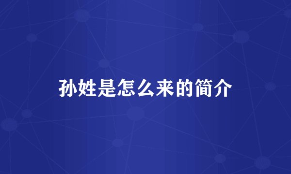 孙姓是怎么来的简介