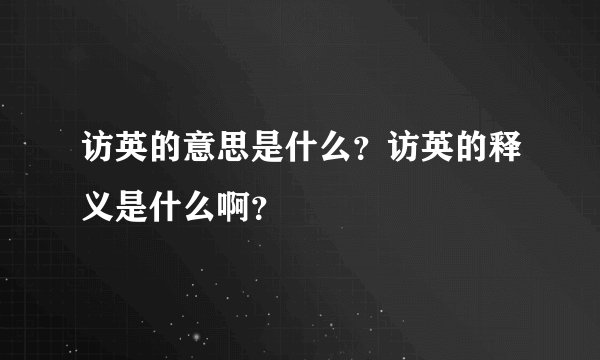 访英的意思是什么？访英的释义是什么啊？