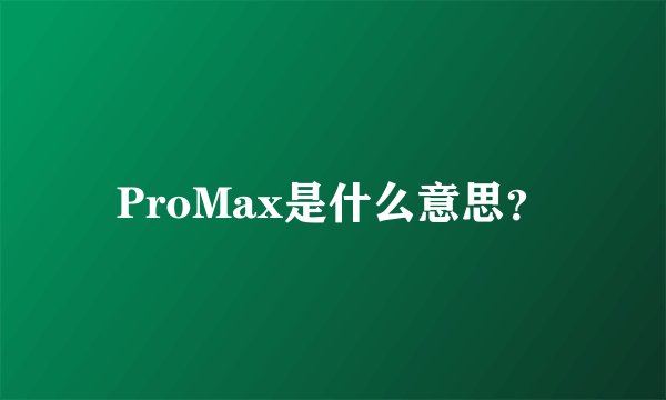 ProMax是什么意思?