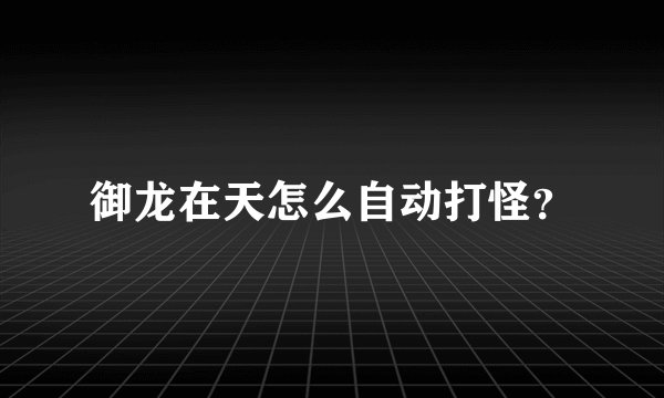 御龙在天怎么自动打怪？