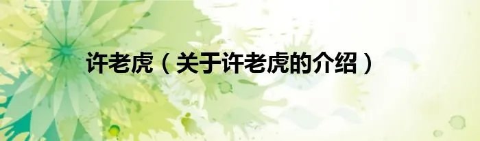许老虎（关于许老虎的介绍）
