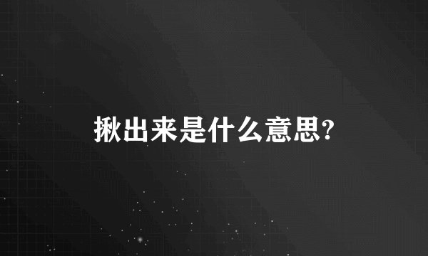 揪出来是什么意思?