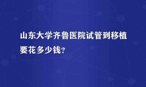 山东大学齐鲁医院试管到移植要花多少钱？