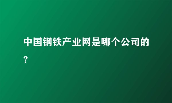 中国钢铁产业网是哪个公司的？