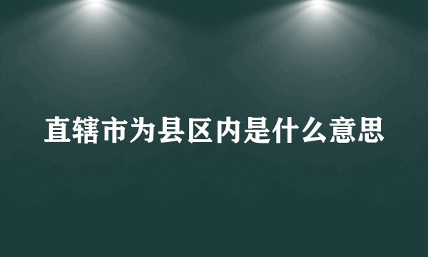 直辖市为县区内是什么意思