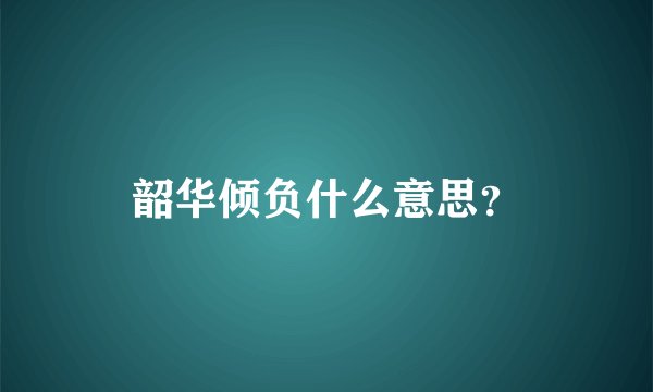 韶华倾负什么意思？