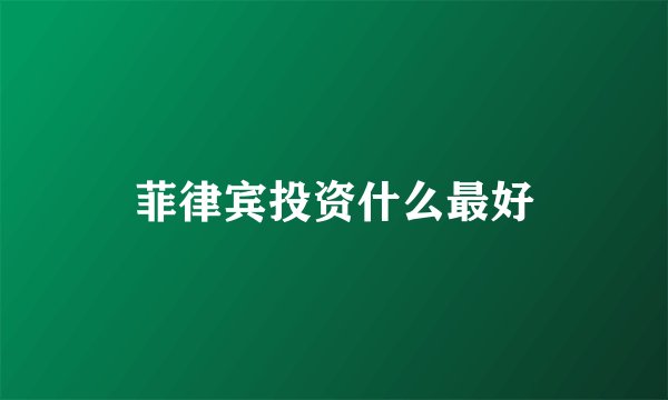 菲律宾投资什么最好