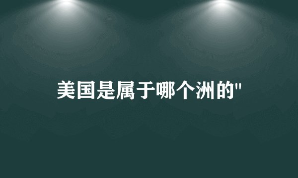 美国是属于哪个洲的