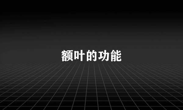 额叶的功能