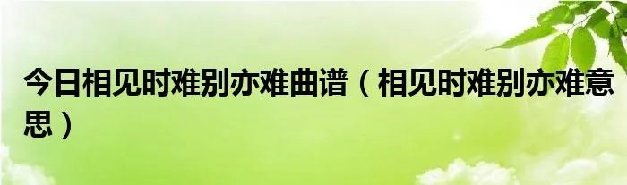 今日相见时难别亦难曲谱（相见时难别亦难意思）