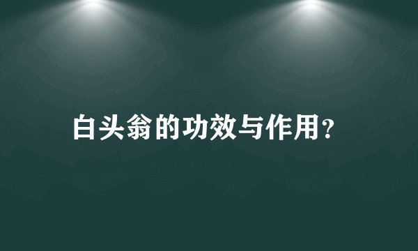 白头翁的功效与作用？