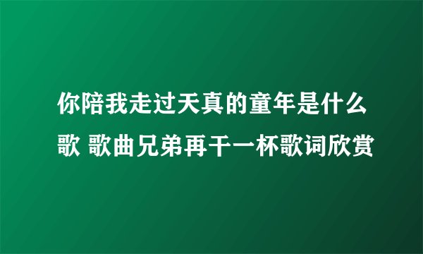 你陪我走过天真的童年是什么歌 歌曲兄弟再干一杯歌词欣赏