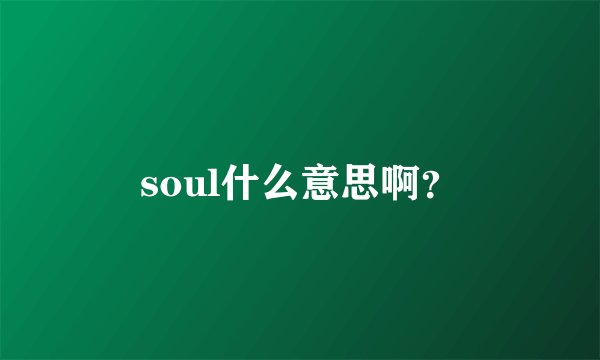 soul什么意思啊?