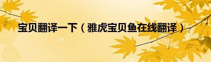 宝贝翻译一下(雅虎宝贝鱼在线翻译)