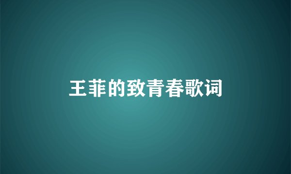 王菲的致青春歌词