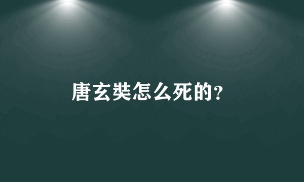 唐玄奘怎么死的？