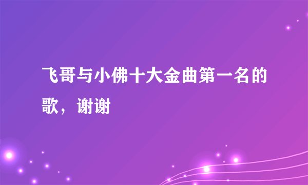 飞哥与小佛十大金曲第一名的歌,谢谢