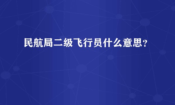 民航局二级飞行员什么意思？