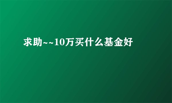 求助~~10万买什么基金好
