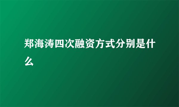 郑海涛四次融资方式分别是什么