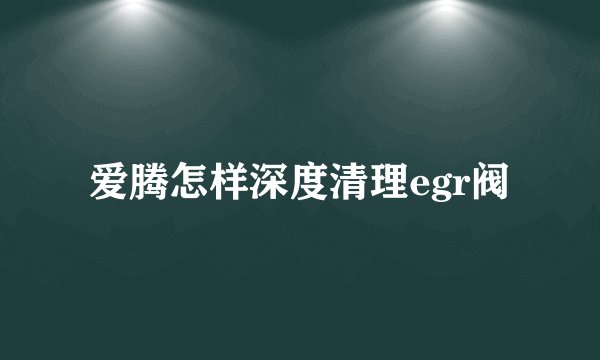爱腾怎样深度清理egr阀