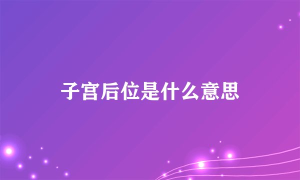 子宫后位是什么意思